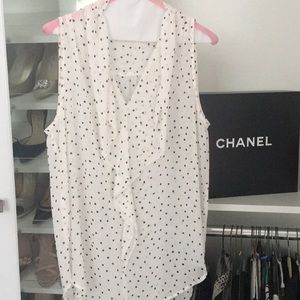 Ann Taylor sheer polka dot top size lg